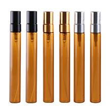 

10ml Amber Glass Perfume Bottle With Atomizer Half Cover Aluminum Empty Cosmetic Container Travel Spray Bottles Container