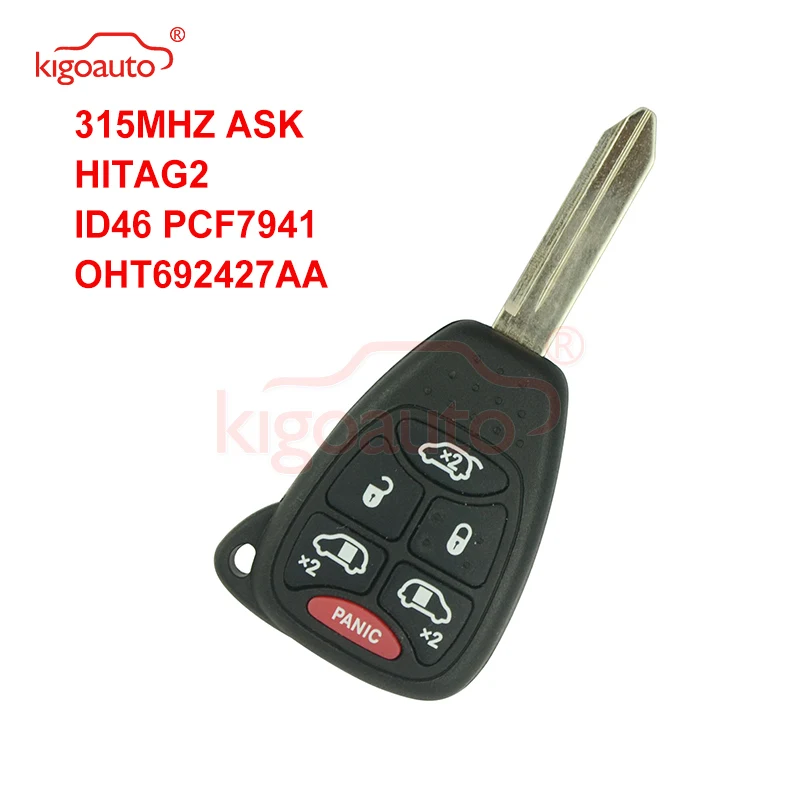 

Kigoauto OHT692427AA Remote head key 6 button 315Mhz for Jeep Commander
