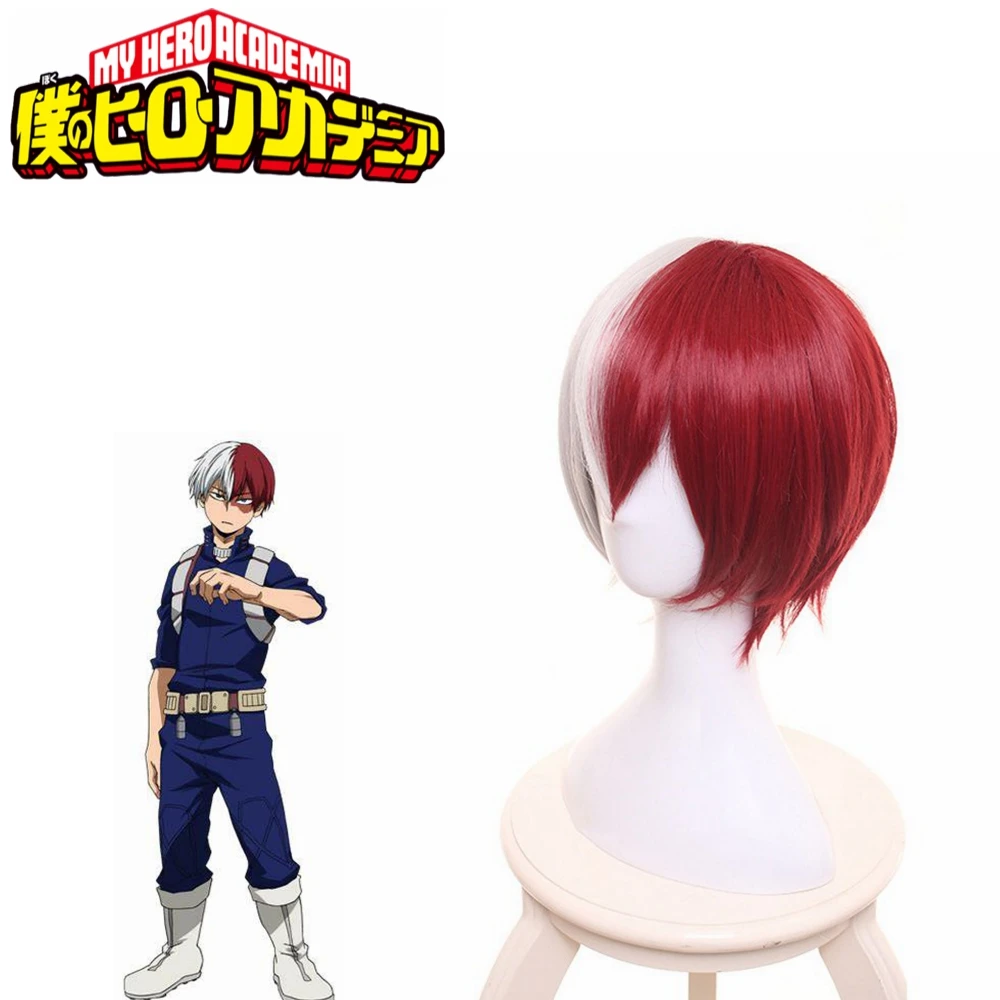 My Hero Academy Boku no Hiro Akademia шото Тодороки Shouto белый и красный парик для косплея+ шапка для парика