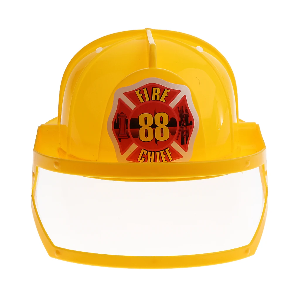 Halloween Fire Fighters Cosplay Helmet Fireman Chief Hat Kids Toy Role Play