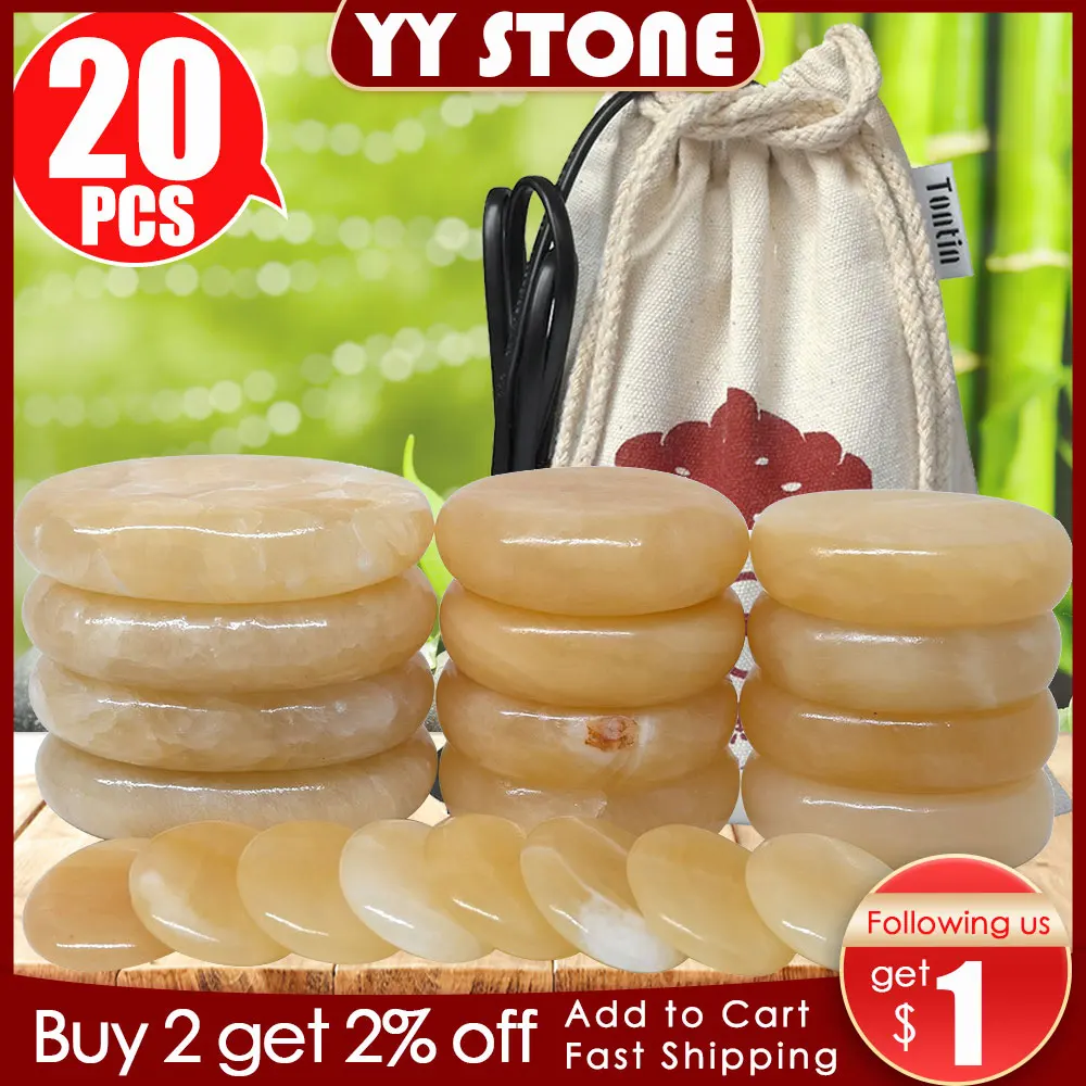 Tontin 20 Pz/Set Topaz Hot Stone Massage Set Basalto Massage Stones Salon Set Spa Tool Heater Bag Health Care Round Stone