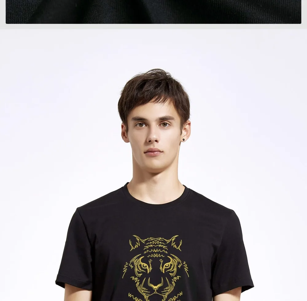 Xiaomi MIKEBOY fashion Embroidered tiger head T-shirt Comfortable and cool summer men Leisure sport embroidery Short sleeve