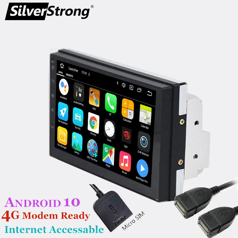 SilverStrong Android10.0 ips автомобильный 2DIN универсальный радио gps стерео DSP два din Авто радио с google play