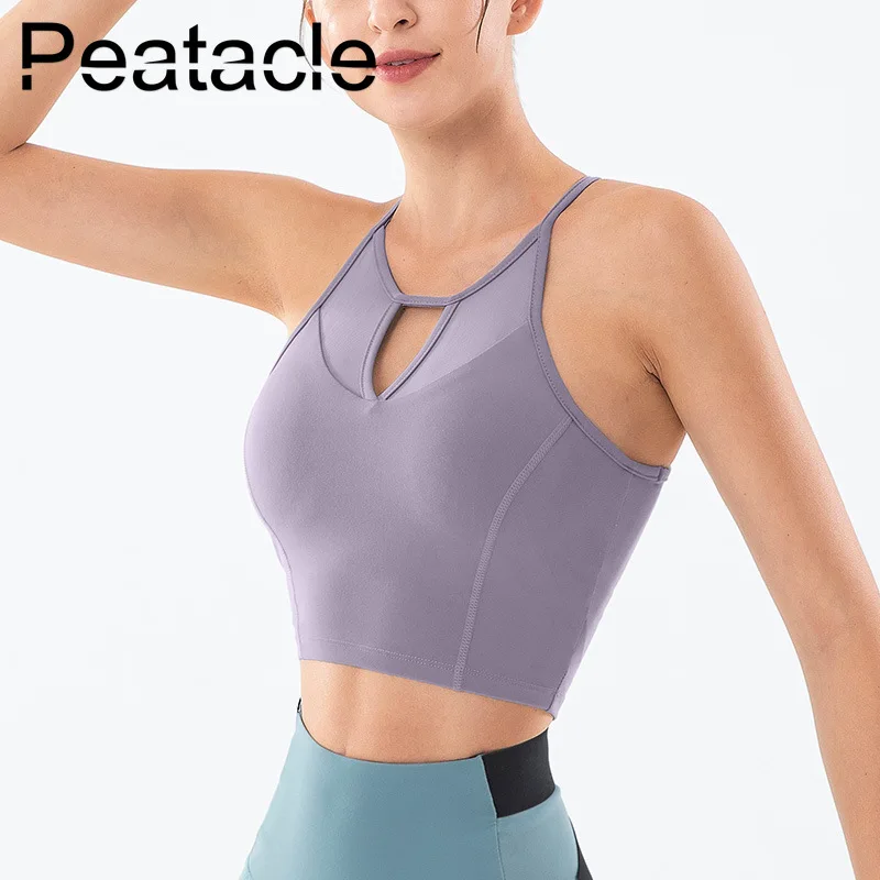 

Peatacle Newest Women Energy Seamless Sport Bra Gym Top Fitness Yoga Padded Push Up Shockproof Running Back Cross Strappy