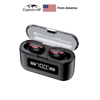 

US Captain Charging Case Bluetooth Earbuds Long Battery Life Touch Control LED Display Earphones