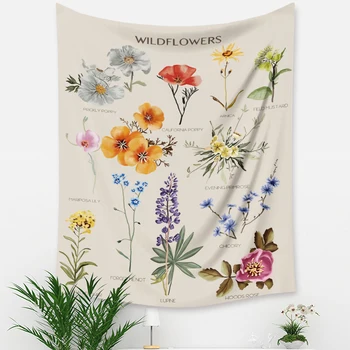 

Tapestry Botanical Wildflower Tapestry Wall Hanging Flower Reference Chart Hippie Bohemian Tapestries Colorful Home dorm Decor