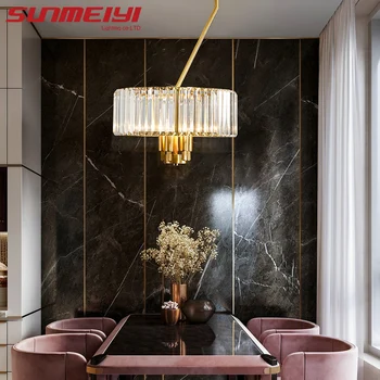 

Modern Copper Chandeliers Lighting Vintage Crystal Led Lamp For Kitchen Dining room Living room Light Gold lustres de plafond