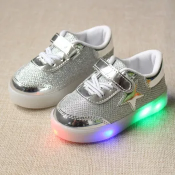 

Top quality led light shoes with printed for girls casual toddler shoes