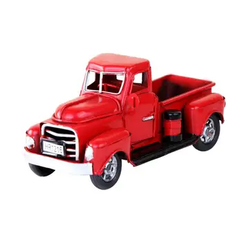

Classical style High Simulation Automotive Ornaments Antique Model Diecast Metal Vintage Red 1/12 Metal Truck with Movable Wheel