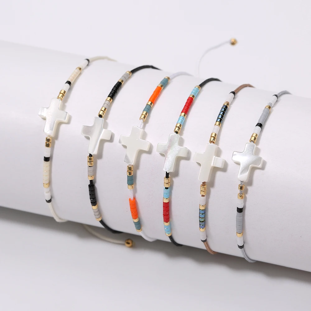 Rttooas Cruz Miyuki pulsera cuentas de semillas de moda de las mujeres Mini con cuentas pulseras y brazaletes Boho ajustable mezcla cuentas de colores pulsera
