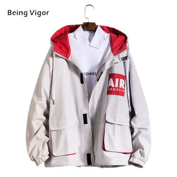 

2019 FW Jacket for men Patchwork Cargo Jacket Multi-Pocket Zipper Coat Men's Outdoor Outerwear HipHop streetwear Top new