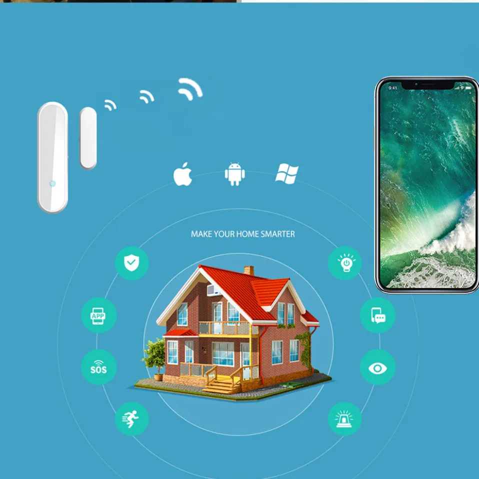 Умный беспроводной дверной оконный датчик AVATTO Tuya, WiFi дверной детектор, совместимый с Alex, Google Home IFTTT для умного дома