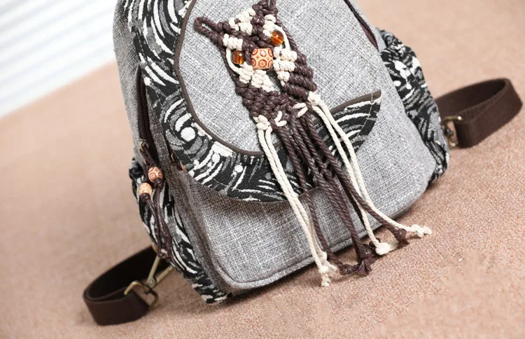 New national string appliques women shopping backpacks!Nice Striped embossing lady multi-use backrack All-match canvas backruck