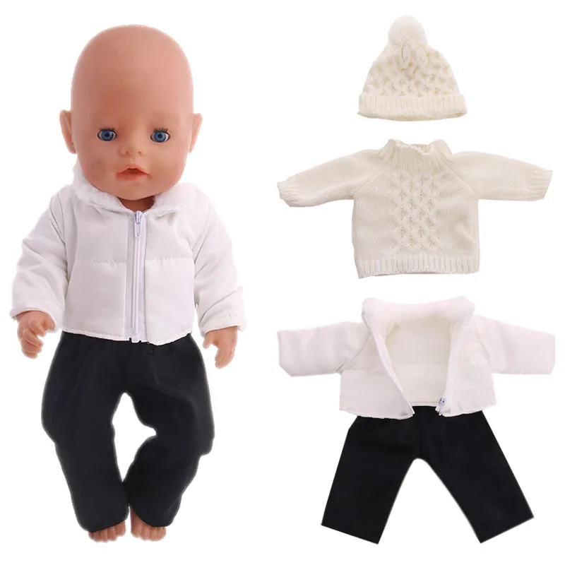 

White Cotton Jacket Fit 18 Inch American And 43cm Reborn Baby New Born Doll Clothes Accessories, Our Generation, Gifts For Girl