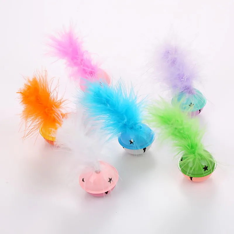 

Pet Products Cat Durable Ball Toy With Feather Interactive Squeaky Balls Exercise Toy For Cats Katten Speelgoed Zabawki Dla Kota