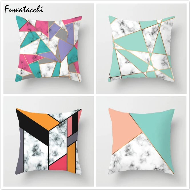 

TTLIFE Nordic Style Red Green Pink Patchwork Throw Pillows Geometric Cushion Cover Sofa Pillow Covers Decorative Pillowcase