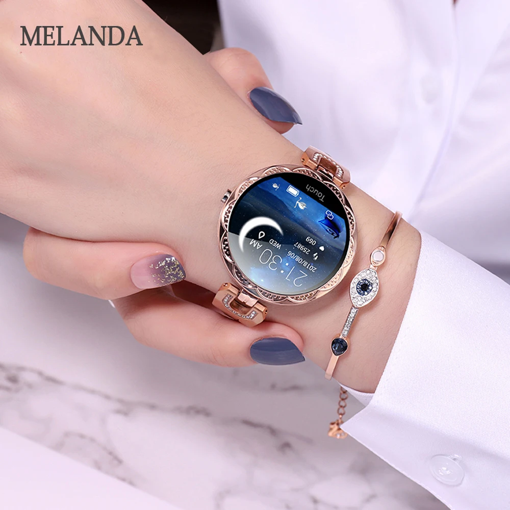 Melanda, модные женские Смарт-часы, водонепроницаемые, пульсометр, монитор артериального давления, умные часы, подарок для дам, часы, браслет
