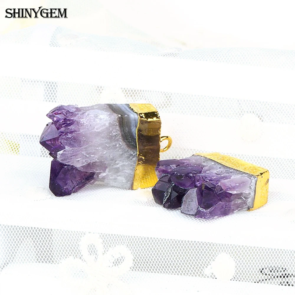 ShinyGem естественный неправильной формы сырой фиолетовая Друза Кристалл ломтик