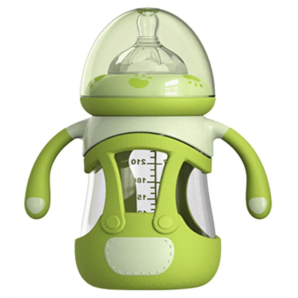 Oberni Baby Bottle with Silicone Cover Glass Bottle Anti-fall Anti-flatulence Infant Bottle 240ml baby feeding bottle
