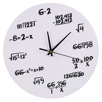 

White Large Wall Clock Mathematics Silent Math Equations Polytechnic Digital Wall Clock