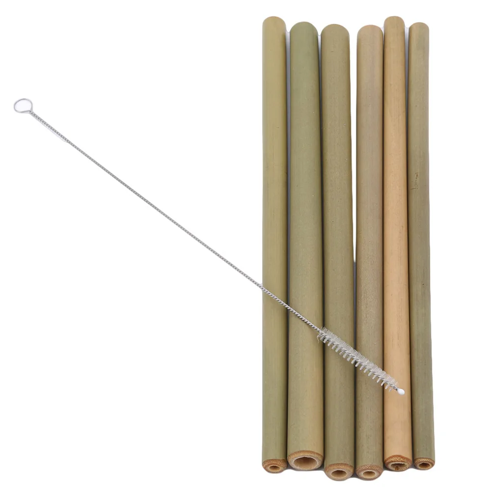 bamboo 6 шт./партия Высококачественная безопасная натуральная бамбуковая солома Экологичная многоразовая солома Органическая Бамбуковая Питьевая соломка Paja Stro - Цвет: bamboo