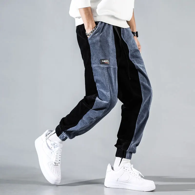 70% OFF Fashion Streetwear Men Jeans Loose Fit Spliced Designer Casual Corduroy Cargo Pants Harem Trousers Japanese Hip Hop Jogger Pants