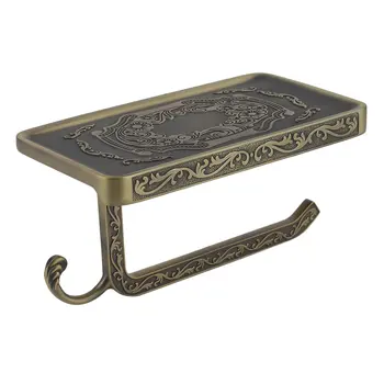

Antique Vintage European Style Practical Multi-functional Toilet Embossed Plating Tissue Towel Paper Holder Phone Rack Shelf