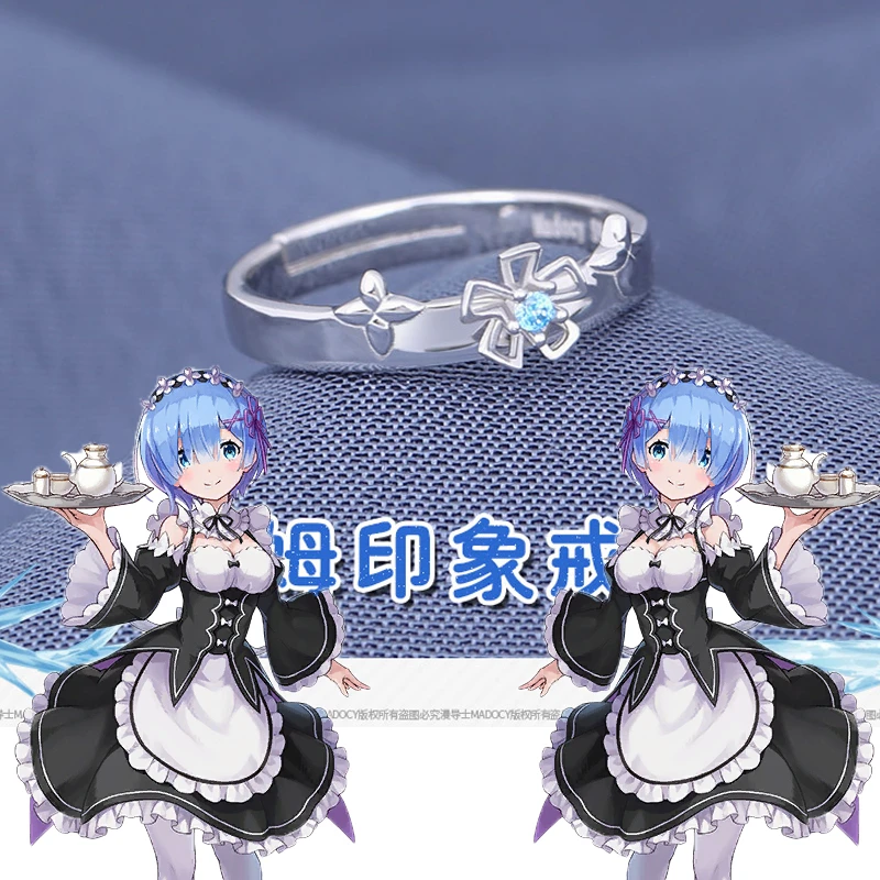 Hot Anime Rings Re:zero Rem 925 Sterling Silver Finger Ring Fashion Jewelry  Adjustable Unisextake Photo Props Christmas Gifts - Cosplay Costumes -  AliExpress