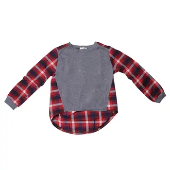 

Women Plaid Patchwork Tshirt 2018 Spring Loose Casual Stitching Color Long Sleeve Pullover Female Sweatshirt femme O-Neck Blusa