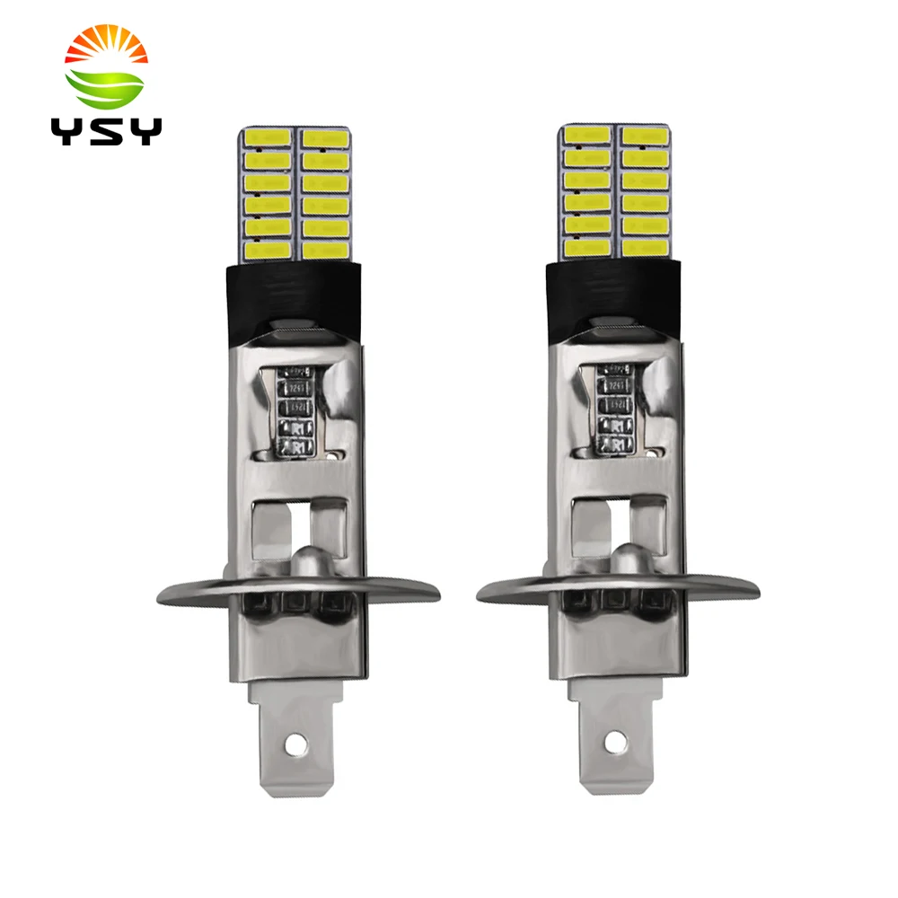 

YSY 2PCS 24led 4014 SMD H1 LED H3 LED Car LED Bulb Replacement Auto Fog Lamp Driving Daytime Running light White For DC 12V