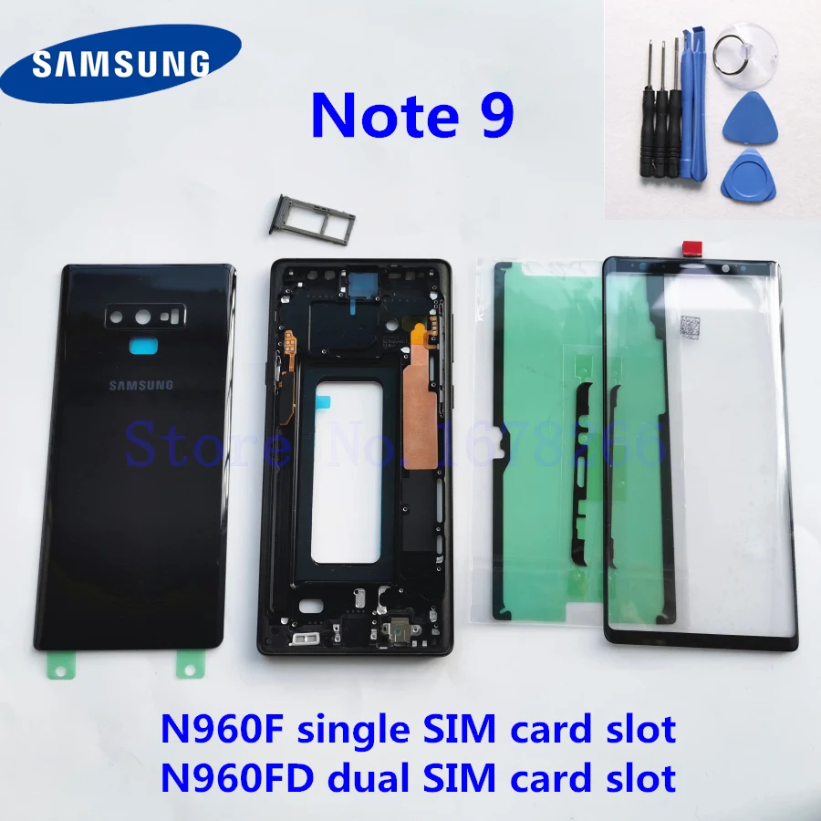 SAMSUNG Galaxy Note 9 N960 N960F SM-N960F N960FD чехол с полным корпусом задняя крышка Note9 ЖК-экран передняя стеклянная линза средняя рамка