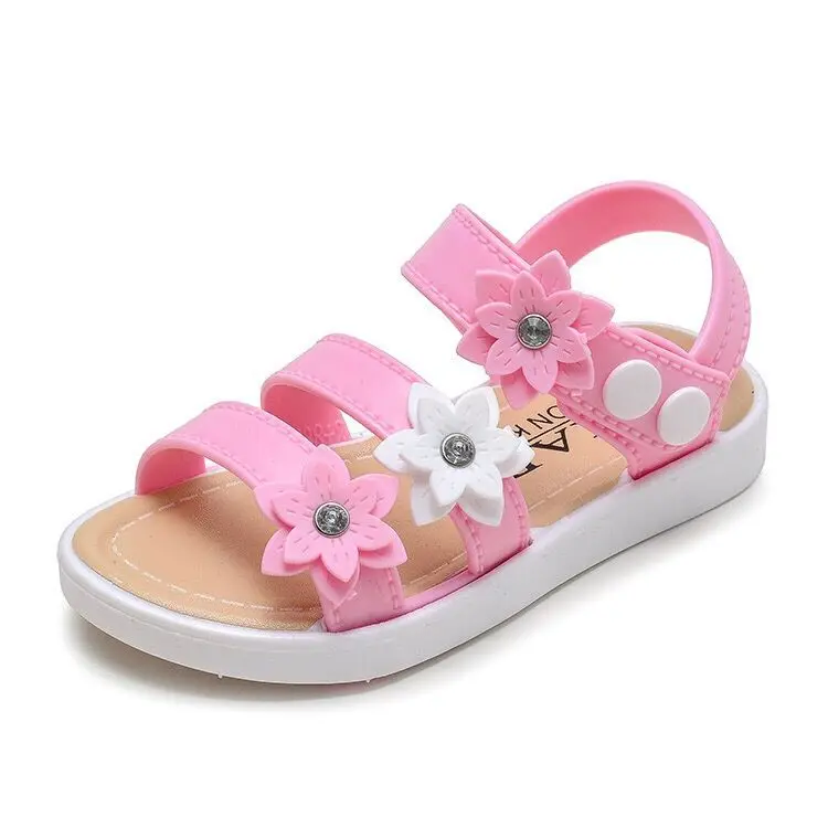 Fashion Girls Beach Sandals Casual Lotus Leaf Comfortable Soft Bottom Hook & Loop Beach Shoes For Kids Children's Toddler Flats girls leather shoes