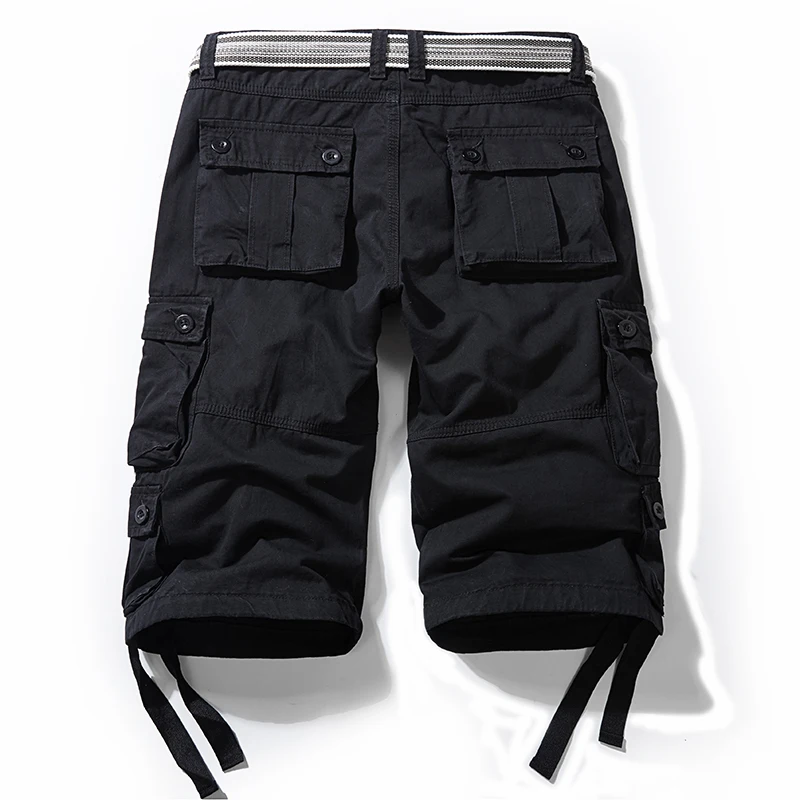 

Cropped trousers Black Cargo Jean Short Male Big Size Short Plus Large 7XL 8XL Summer Bermuda Denim Capri Breeches Knee Length