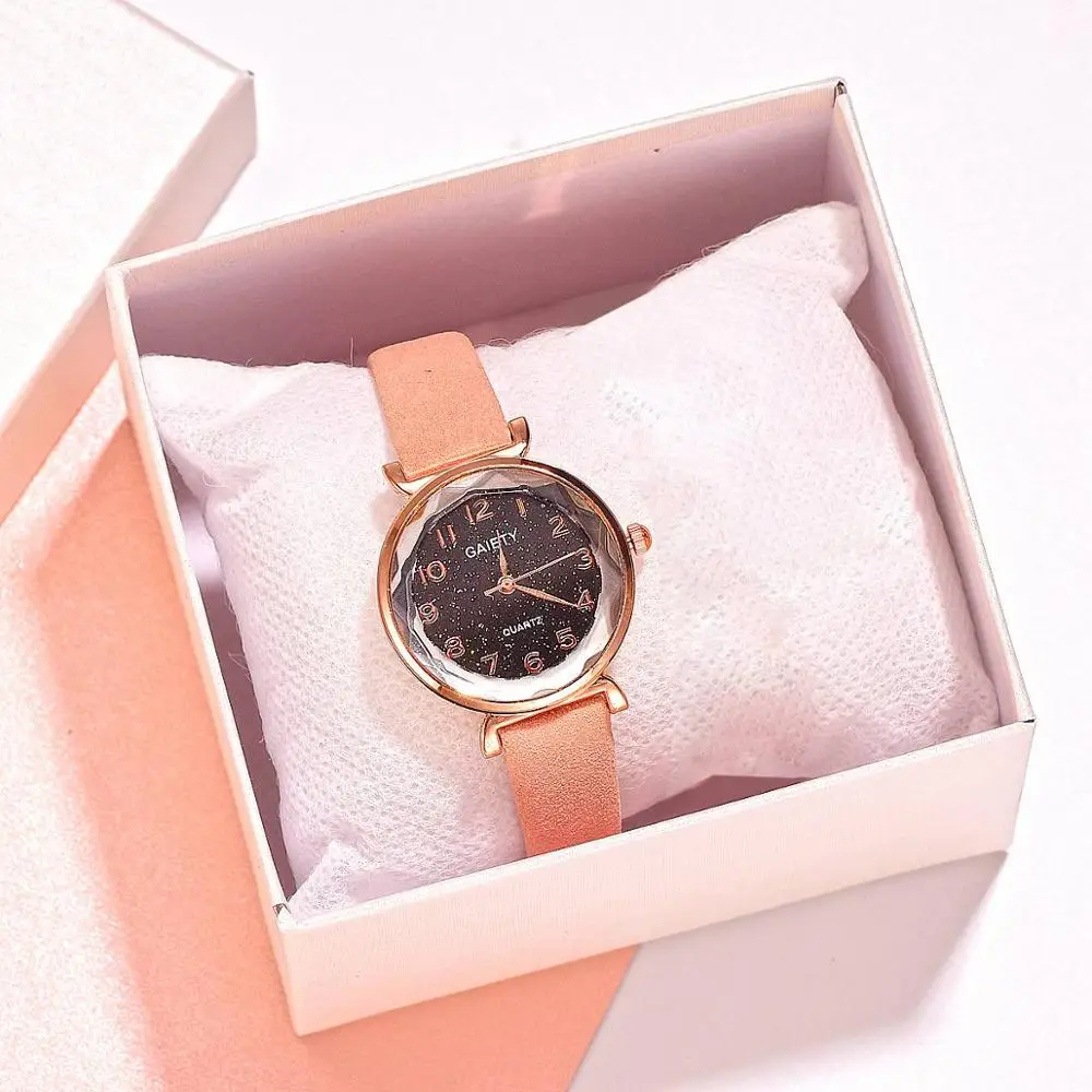 One Pink Watch Женские часы в стиле ретро, набор, звездное небо, женские часы-браслет, повседневные кожаные спортивные кварцевые наручные часы, Relogio Feminino, дропшиппинг - Цвет: One Pink Watch
