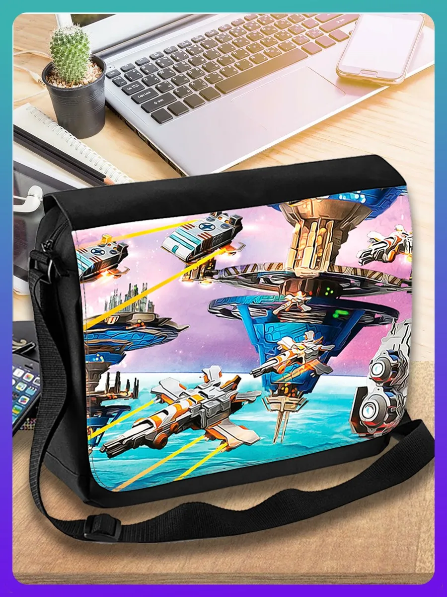 Сумка для ноутбука планшета рюкзак портфель на плечо с принтом настольная игра