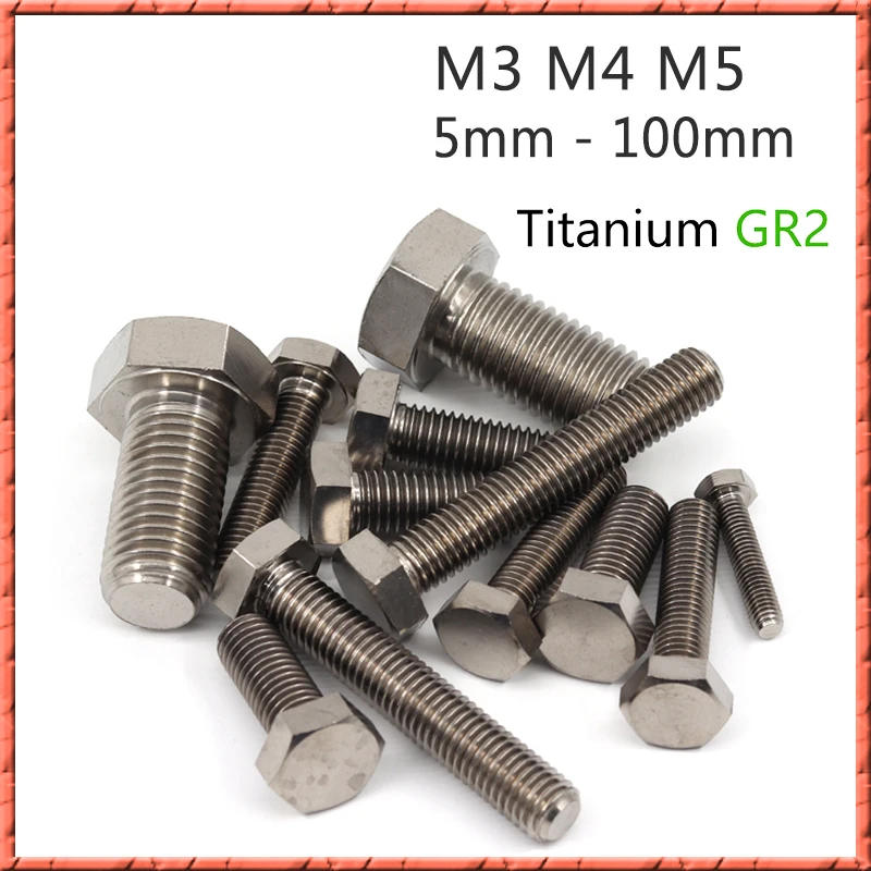 

20-50pcs/lot Titanium external hex bright bolt din933 m3m4m5*5/6/810~100mm hexagon head screw pure titanium alloy anti-rust