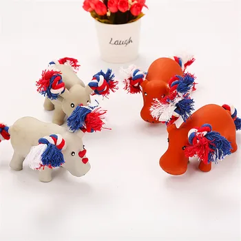 

Pet Dog Durable Lovely Toys With Colorful Ropes Cow Shaped Natural Latex Squeaky Cattle Chew Toys for Dogs