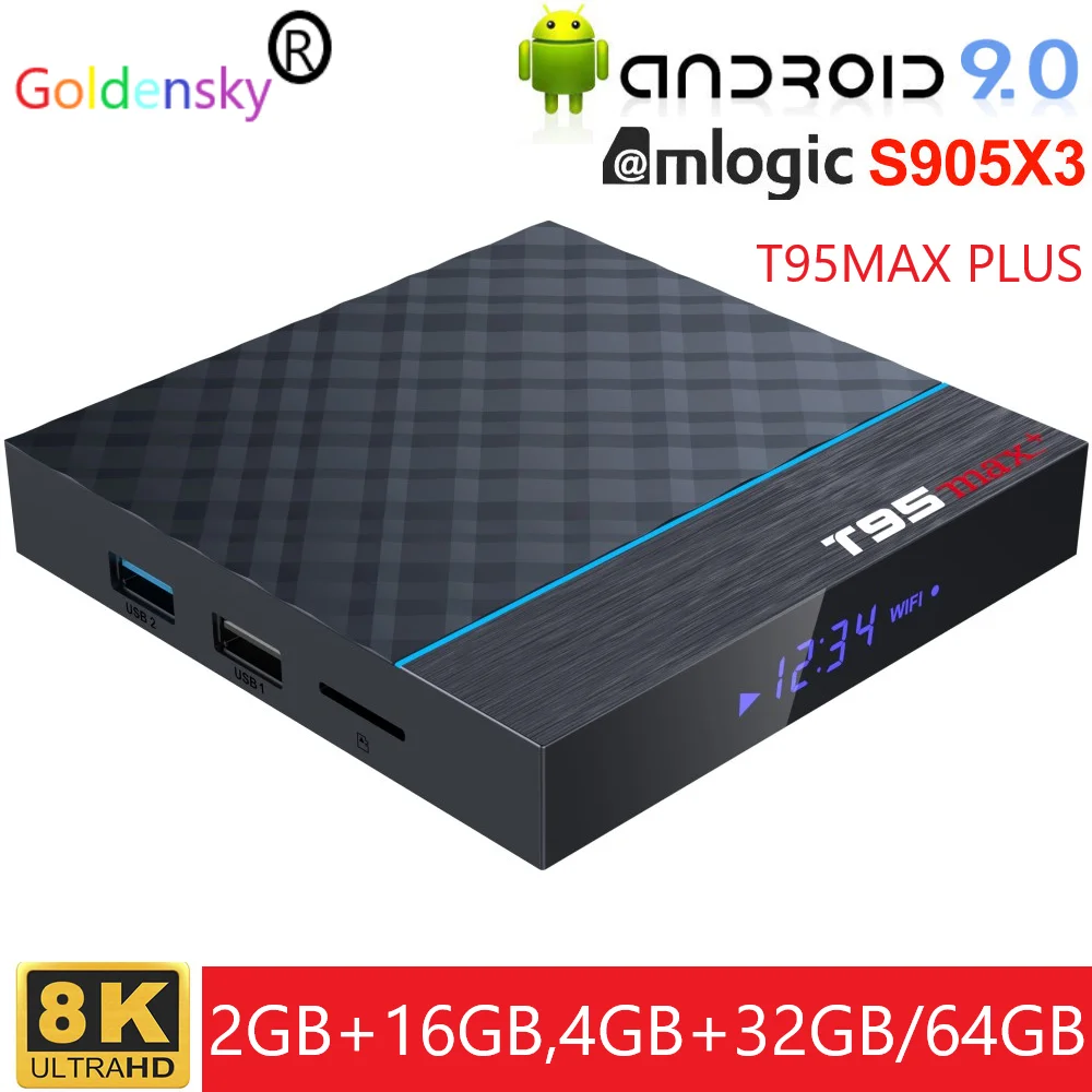 ТВ приставка T95 MAX Plus Amlogic S905X3 mini на Android 9 0 4 ГБ 64 32 Wi Fi 4K 8K 24 к/с Netflix PK X96Air 1 8