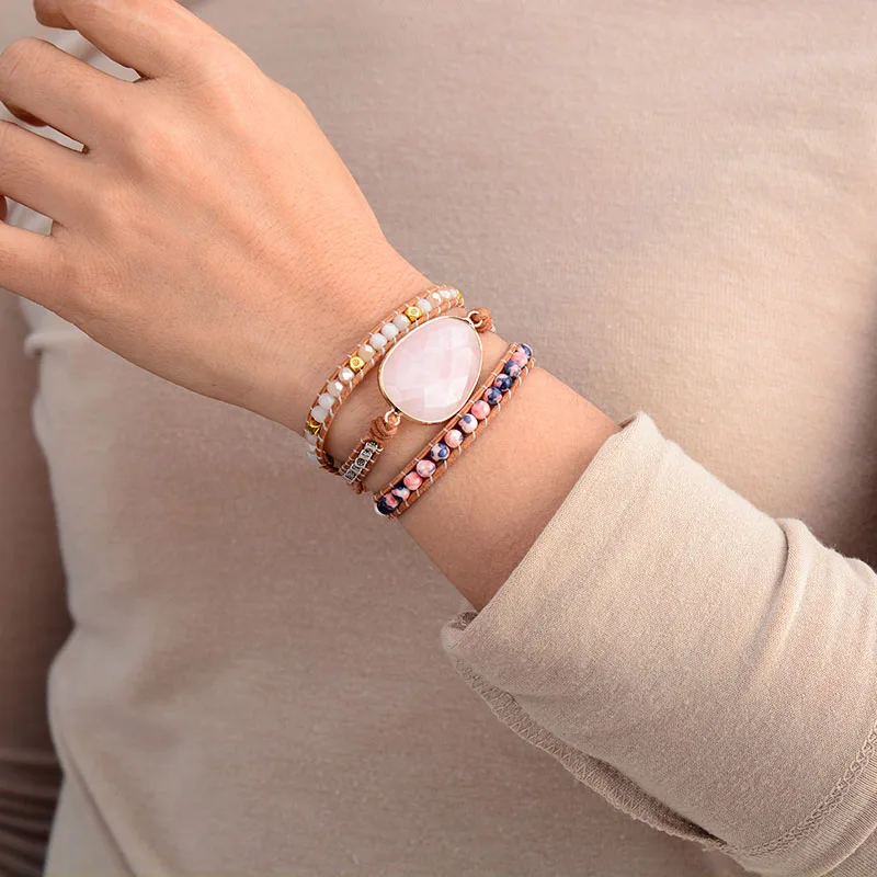 New Women Wrap Bracelet W/ Stones Crytal Vintage Weaving Statement Fancy Girls Bracelet Bijoux Gifts - Image 3