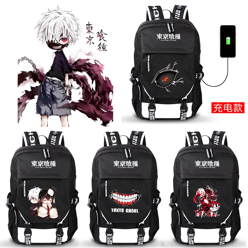 Токийский Гуль Kaneki Ken рюкзак с USB-портом школьная сумка на плечо для студентов