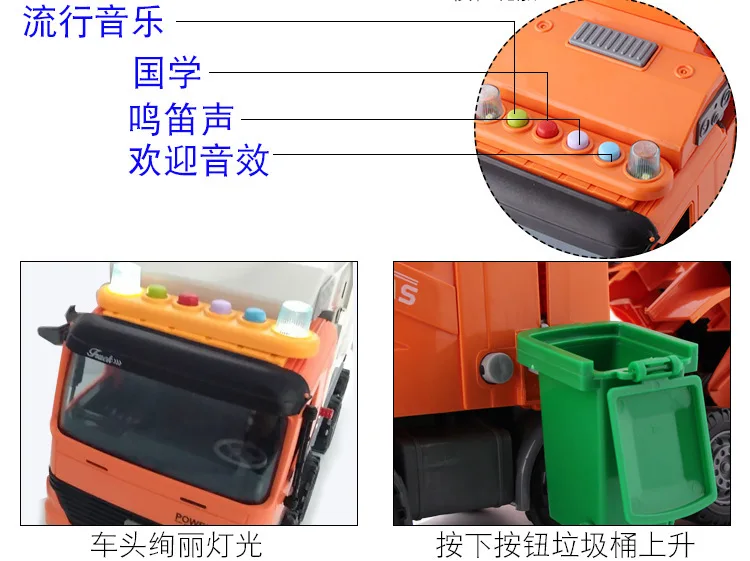 Мальчика больших Размеры мусора санитарии грузовики детская игрушка инерционная инженерный транспорт комплект уборочная подметательная машина модель, для детей от 3 до 6 лет