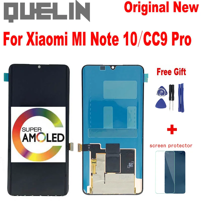 

Quelin 6.47" Original New For Xiaomi MI Note 10 Pro Note10 CC9 Pro LCD Display+Edge Screen Digitizer Assembly M1910F4S M1910F4E