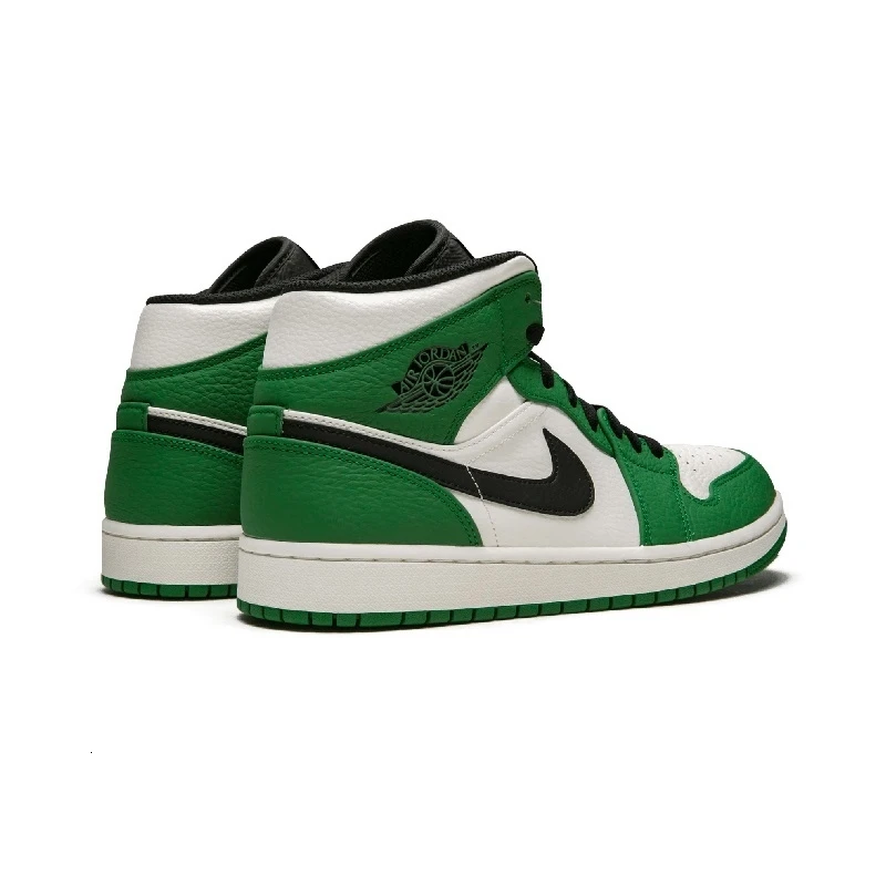 Новое поступление, мужские баскетбольные кроссовки Nike Air Jordan 1 Mid Aj1, белые и Зеленые кроссовки для улицы, оригинальные кроссовки# BQ6931-301