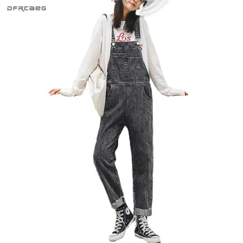 

New Arrivals Spring Autumn Women Denim Wide Leg Jumpsuit Streetwear Vintage Loose Jeans Overalls Woman Suspender Rompers