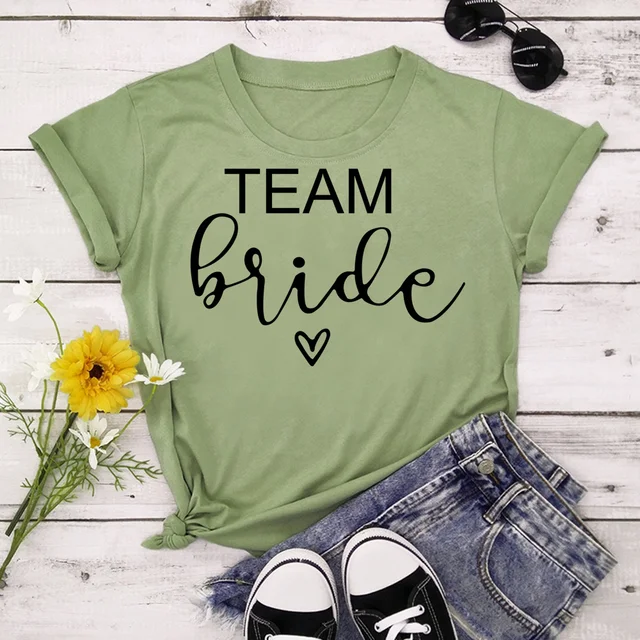 bachelorette team bride t shirt estonian wedding party ulzzang t-shirt cato women's tea bride short women tops drop ship Green-3