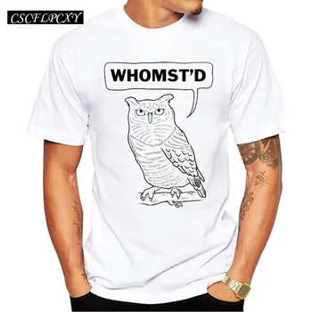 

2019 Owl Whomst'd Men T-Shirt Short Sleeve Casual Tops Hipster Hand Drawing Printed Male Fashion T Shirts Funny Tee