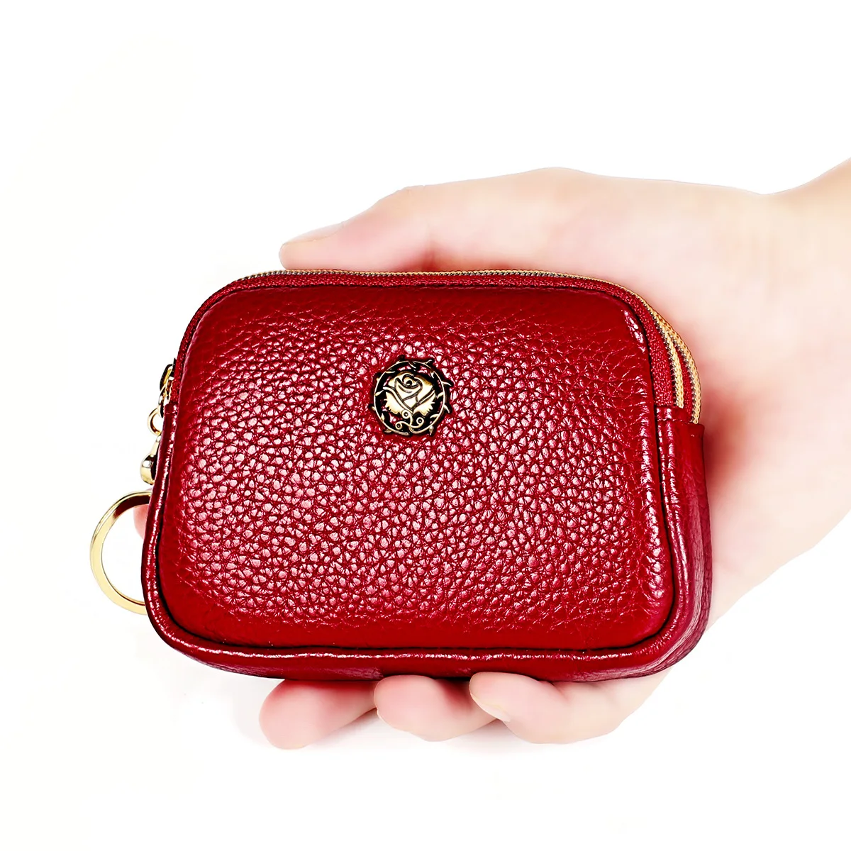 Best Price Fashion Genuine Leather Women Coin Purse Double Zipper Small Purse Wallet qzKRlel8M