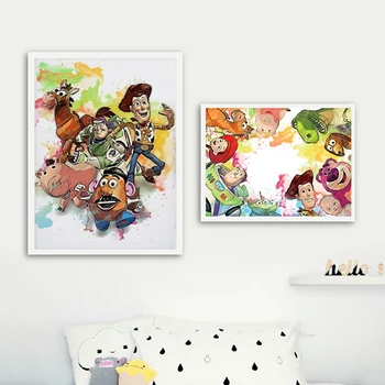 

Kids Cartoon Movie Character Canvas Posters and Prints Watercolor Nursery Art Painting Wall Picture Children's Room Decor