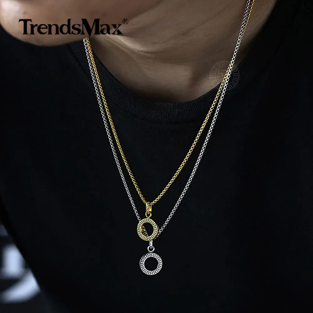 Ожерелье Trendsmax с подвеской для мужчин и мальчиков колье золотого серебряного