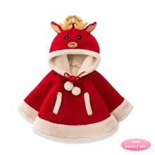 Новогоднее рождественское платье для маленьких девочек рождественское платье для девочек детское платье красное шерстяное платье для девочек накидка с оленем, детская одежда